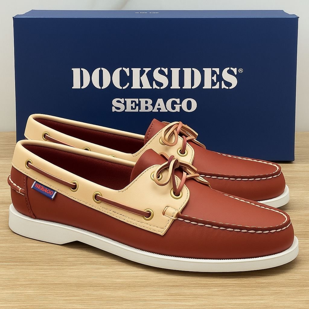 DOCKSIDES SEBAGO BEIGE RED – Image 3